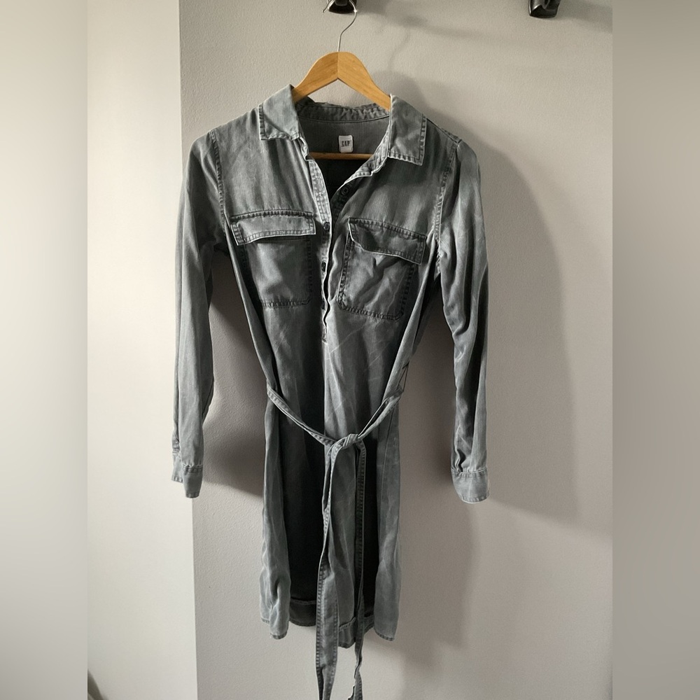 GAP Charcoal Denim Shirt Dress